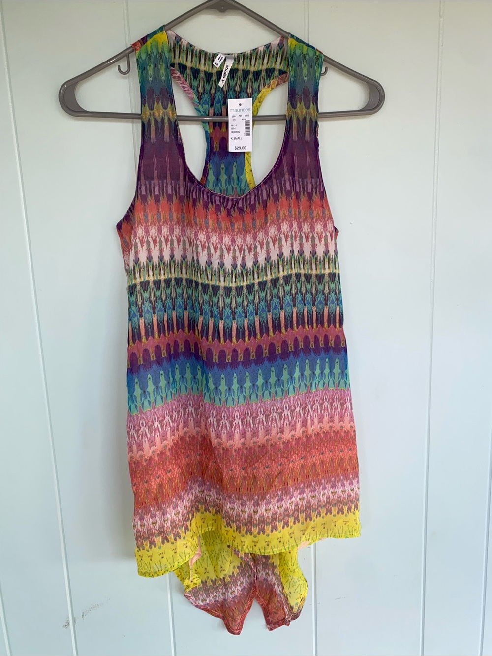 Maurices Multicolor Racerback Tank with Yellow Hem